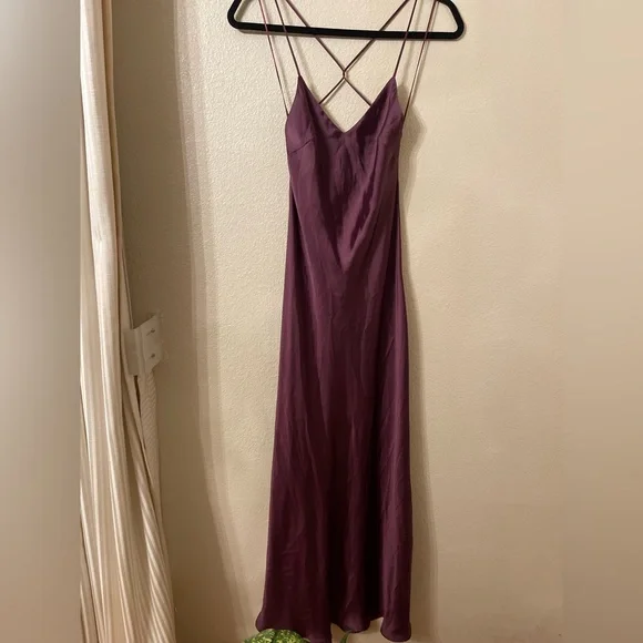 Zara Slip Dress Satin Maxi Open Back Size S - Picture 11 of 12